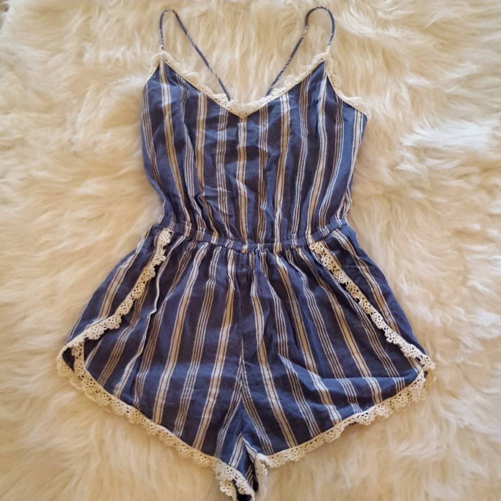 Blue Striped Romper